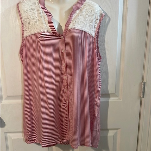 Elegant Striped Blouse with Lace Accents - Picture 2 of 8